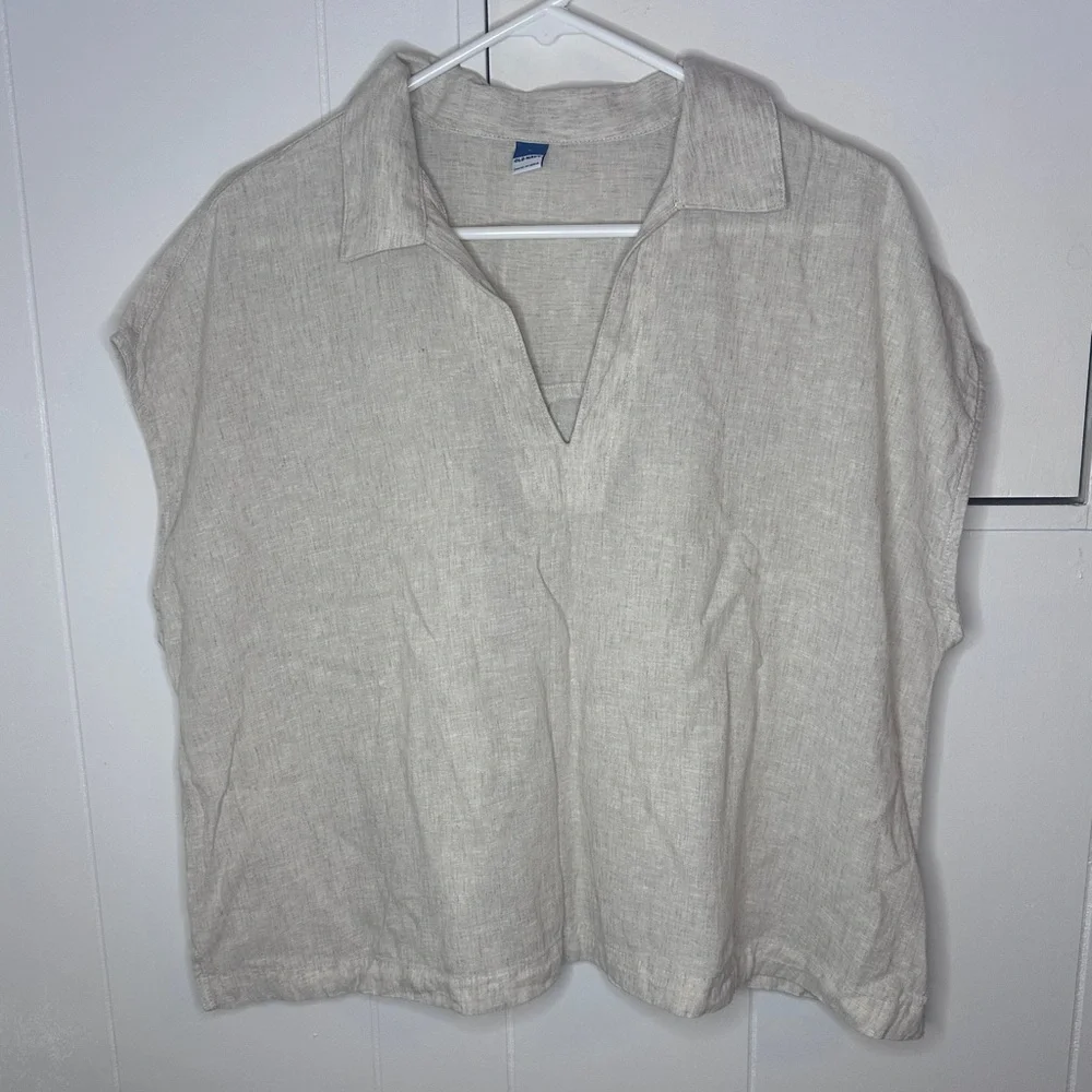 Old Navy Cream Linen Women's Blouse - Picture 4 of 6